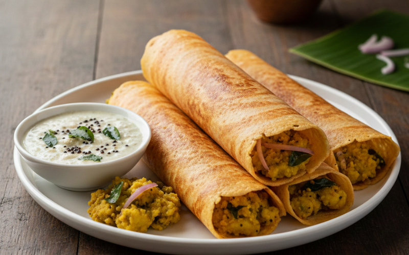 Classic Masala Dosa with Coconut Chutney